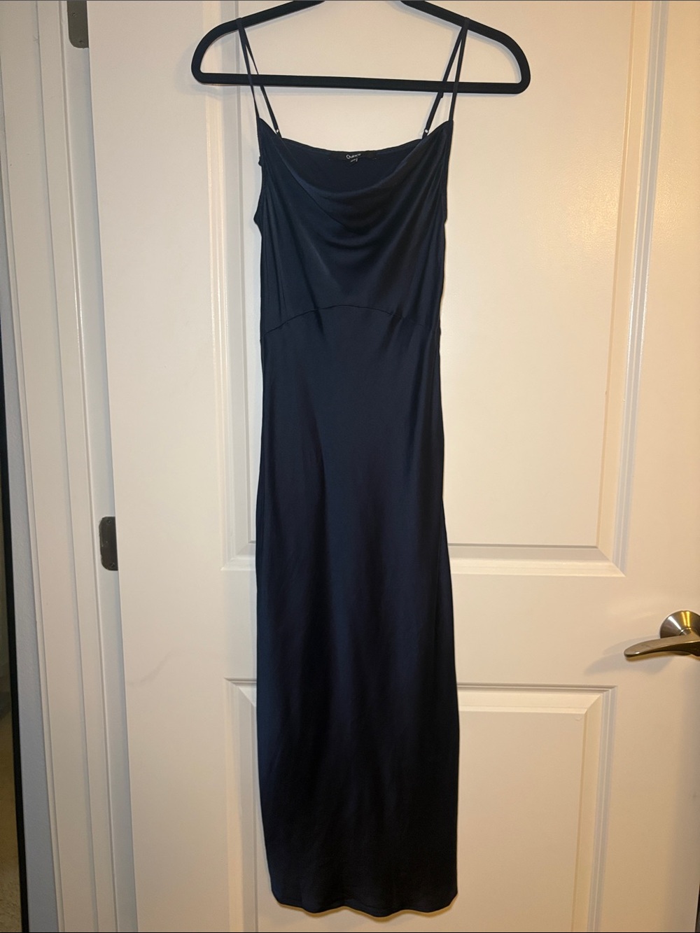 Quince 100% Silk Cowl Neck Maxi Slip Dress in Navy Size XSmall - Washable